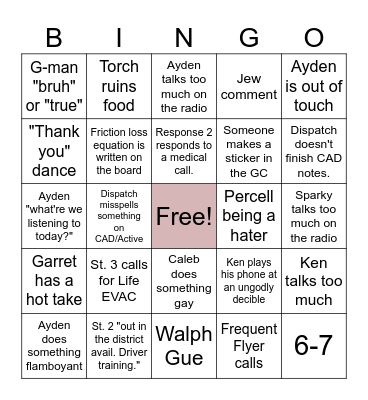 Shift Bingo Card