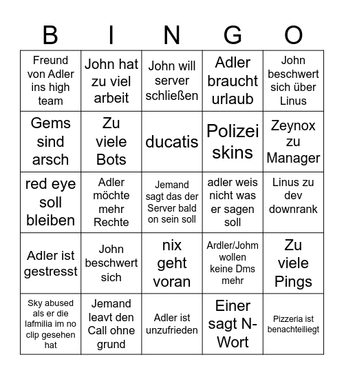 TB Besprechung Bingo Card