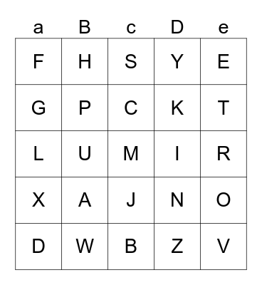 letter bingo Card
