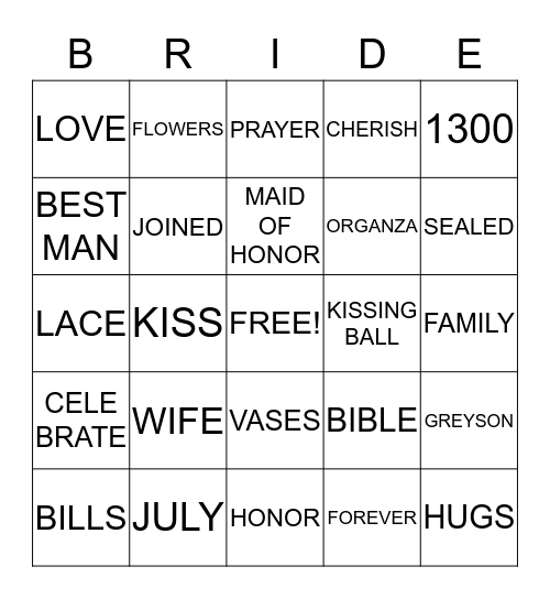 HAYLEY & R.W. Bingo Card