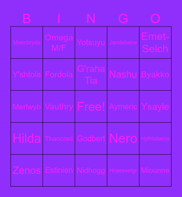 Chuu's Potential XIV Crush/Thirst Bingo Card