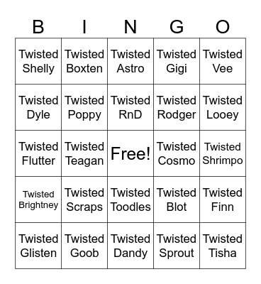 Dandy's World Bingo Card