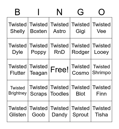 Dandy's World Bingo Card