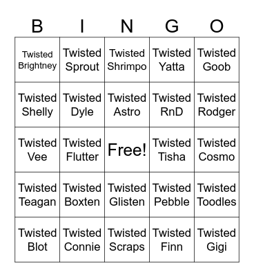 Dandy's World Bingo Card