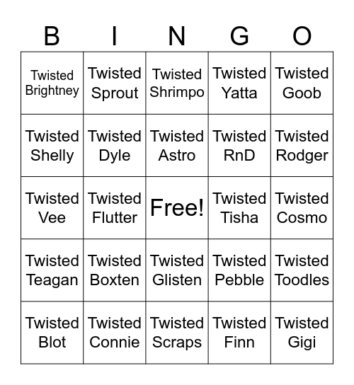 Dandy's World Bingo Card