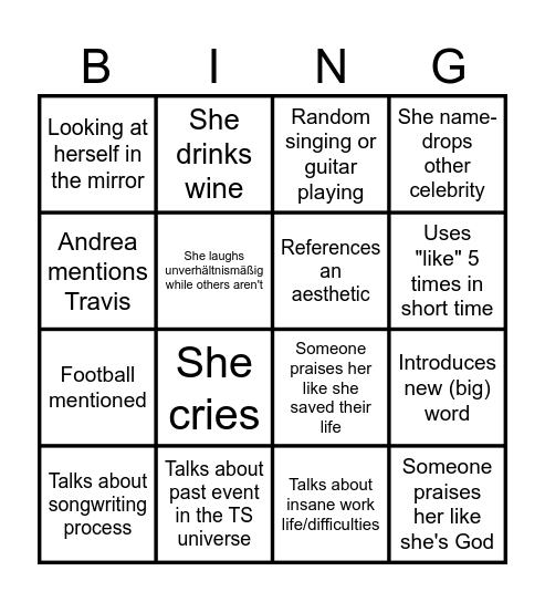 Tay Tay Bingo Card