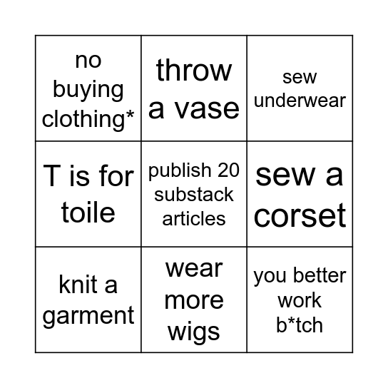 2026 Goals Bingo Card