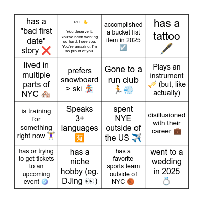 Homie Bingo Card