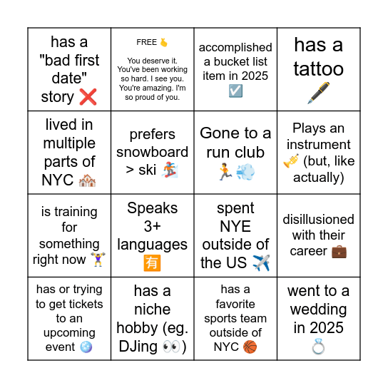 Homie Bingo Card