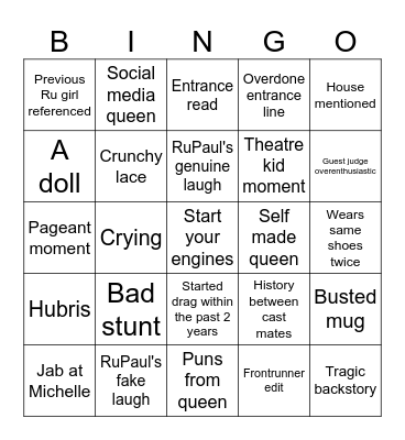 S18E1 Bingo Card