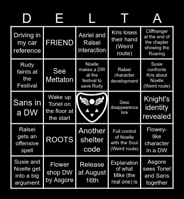 Deltarune Chapter 5 Bingo Card