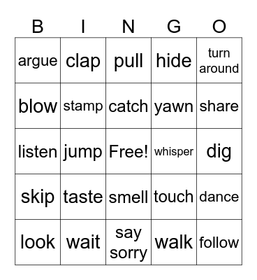 ACTIONS Bingo Card