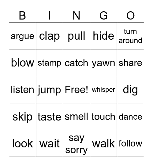 ACTIONS Bingo Card