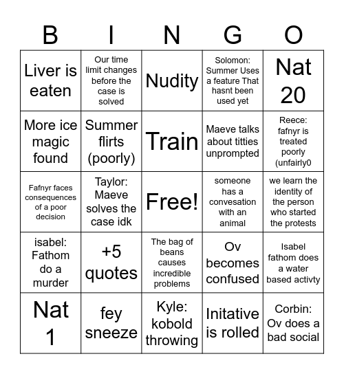 ~ Session 59~ Fey mommy shall nuke us Bingo Card