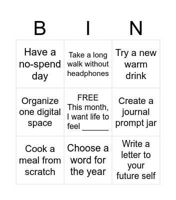 Jan Bingo Card