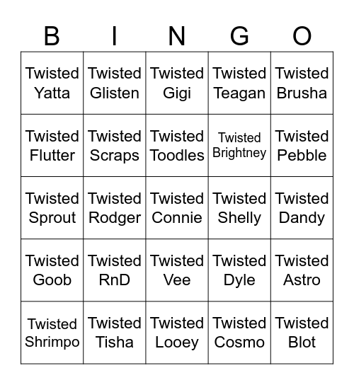 Dandy's World Bingo Card