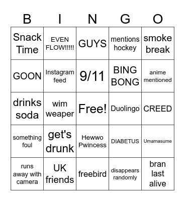 Bran BINGO Card