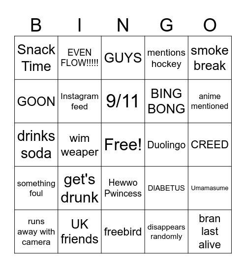 Bran BINGO Card