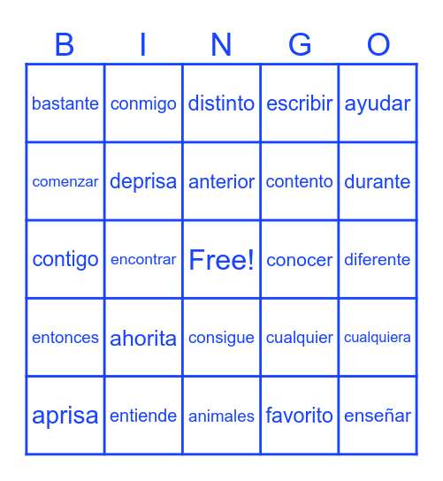 Palabras 1 Az Bingo Card