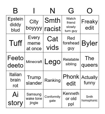 Insta reels Bingo Card