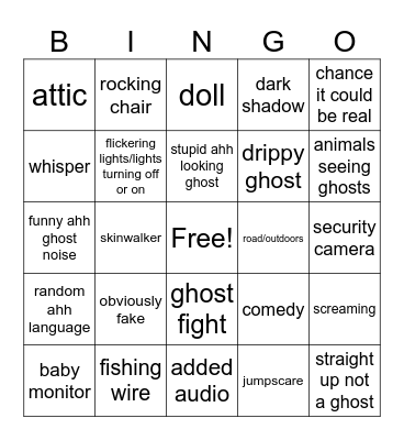 scary bingo Card