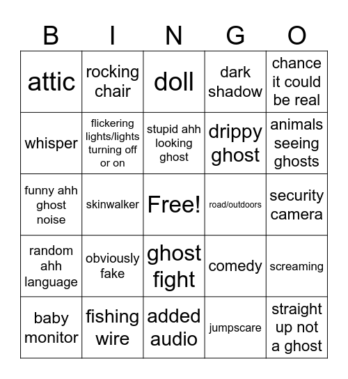 scary bingo Card