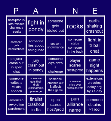 ClausORGs Season 2 Bingo Card