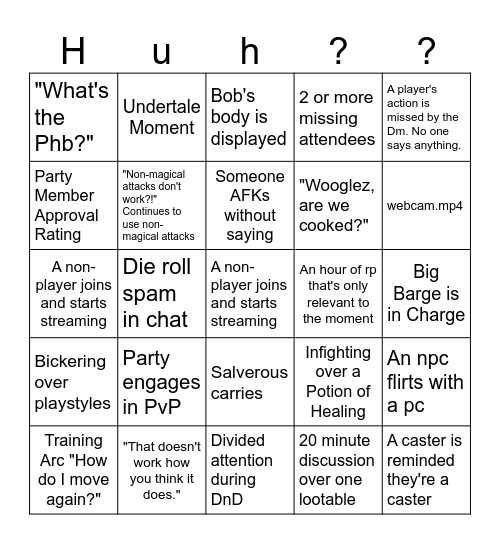 Treenhouse Spinoff (v1) Bingo Card