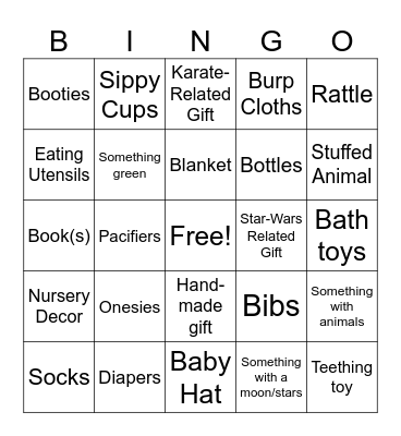 Baby Shower Gift Bingo Card