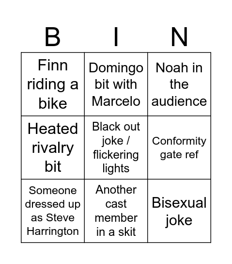 Finn SNL Bingo Card