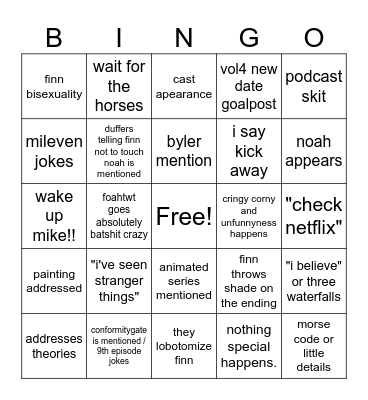 FINN ON SNL Bingo Card