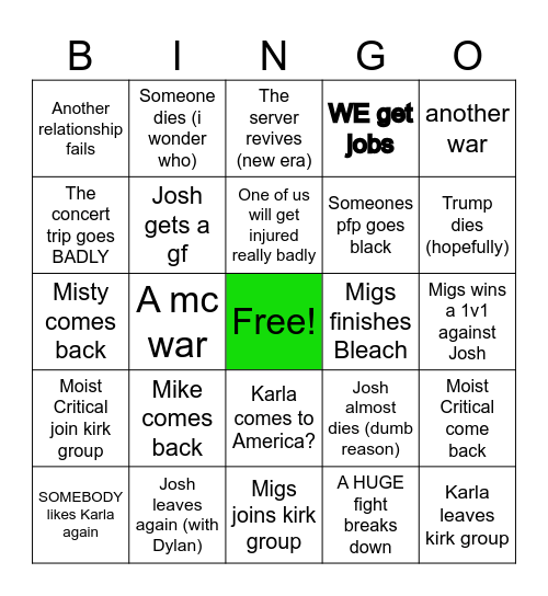2026 INSANE Bingo Card