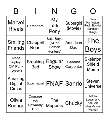 Fortnite Collab Bingo Card