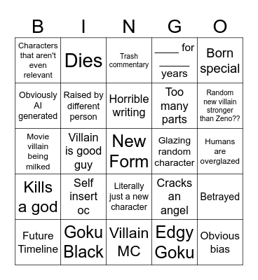 Dragon Ball what-ifs Bingo Card