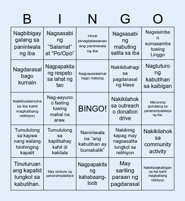 BELIEF BINGO CARD Bingo Card