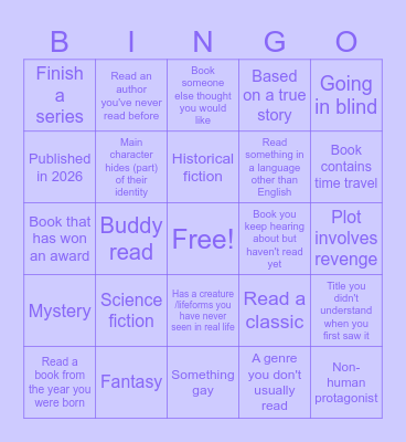Jenny's Book Bingo Card