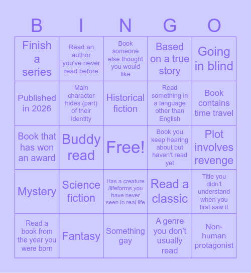 Jenny's Book Bingo Card