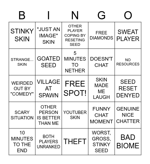 MCSR BINGO Card