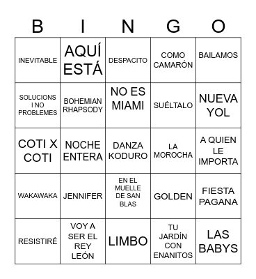 BINGO MUSICAL ANIVERSARI BET Bingo Card