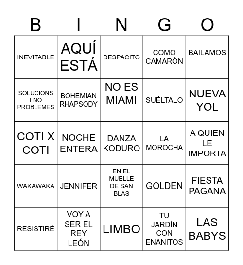 BINGO MUSICAL ANIVERSARI BET Bingo Card