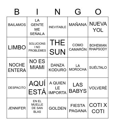 BINGO MUSICAL ANIVERSARI BET Bingo Card