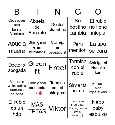 FMWS Bingo Card