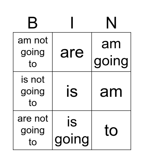 spotlight 7 will/going to Bingo Card