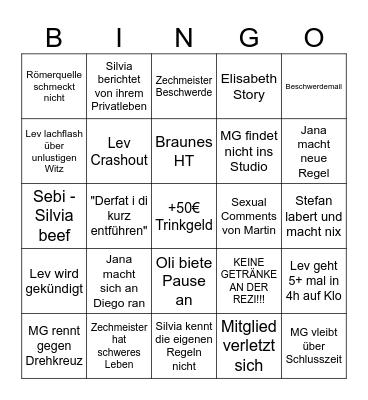 John Harris Bingo Card