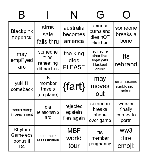2026 will suck <3 Bingo Card