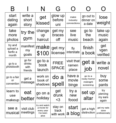 2026 bingo!! Bingo Card