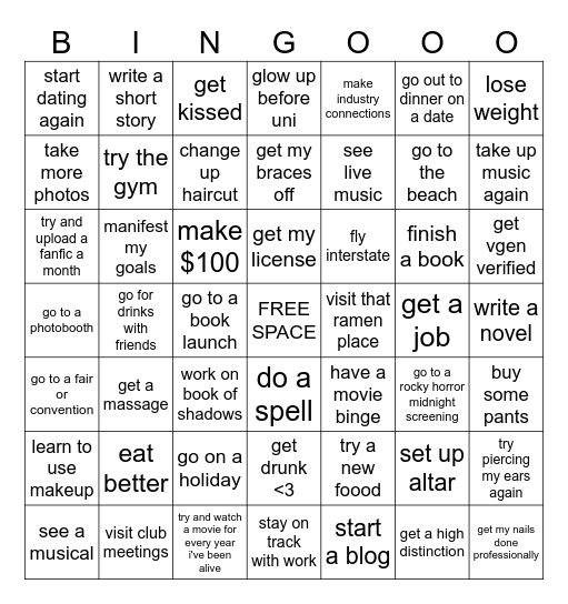 2026 bingo!! Bingo Card