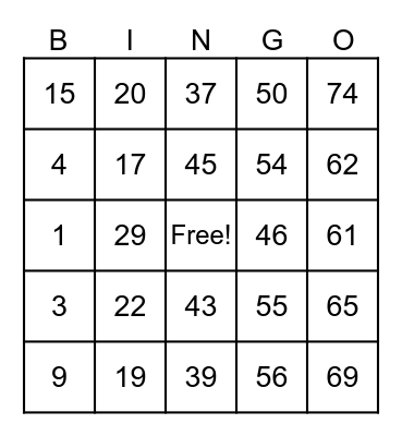 Terz n Roze Bingo Card