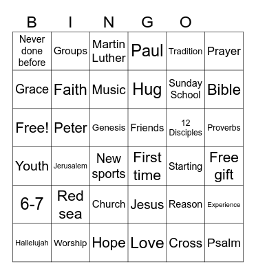 Jesus Bingo Card