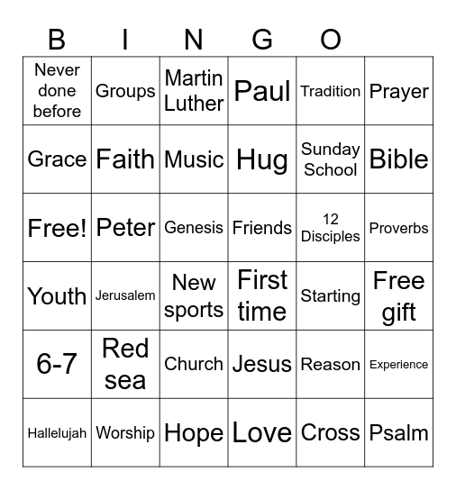 Jesus Bingo Card